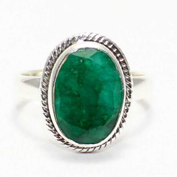 925 Sterling Silver Emerald Ring Handmade Jewelry Gemstone Birthstone Ring front picture