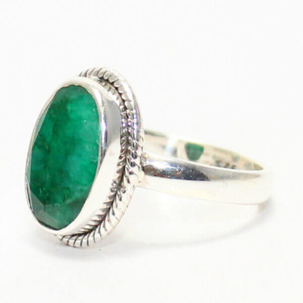 925 Sterling Silver Emerald Ring Handmade Jewelry Gemstone Birthstone Ring side picture