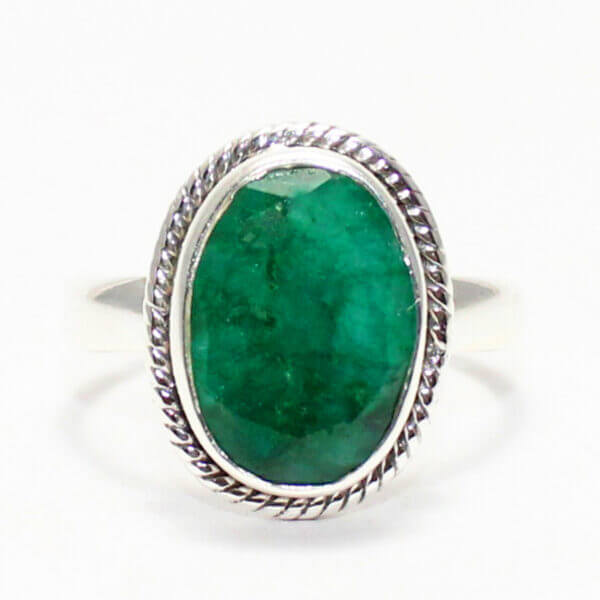 925 Sterling Silver Emerald Ring Handmade Jewelry Gemstone Birthstone Ring front picture