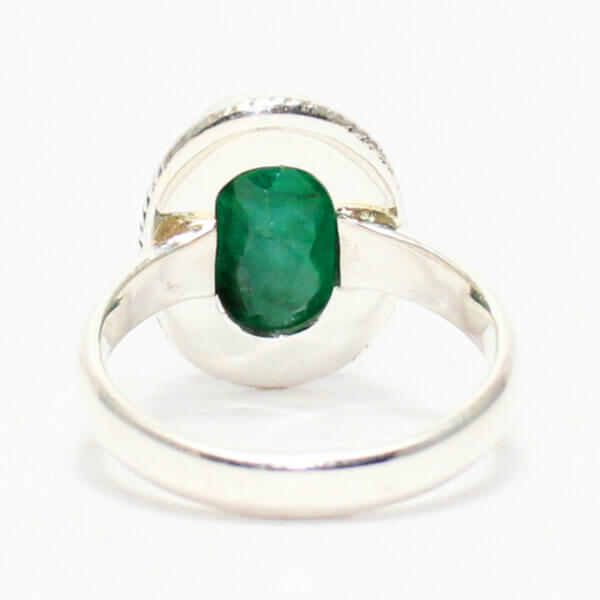 925 Sterling Silver Emerald Ring Handmade Jewelry Gemstone Birthstone Ring back picture