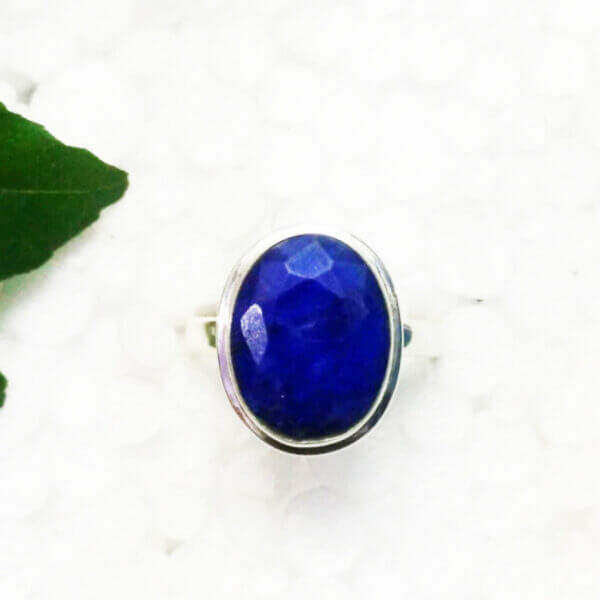 925 Sterling Silver Blue Sapphire Ring Handmade Jewelry Gemstone Birthstone Ring front picture