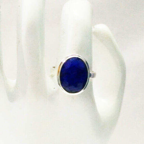 925 Sterling Silver Blue Sapphire Ring Handmade Jewelry Gemstone Birthstone Ring hand picture