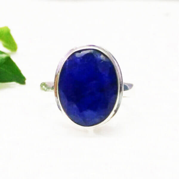 925 Sterling Silver Blue Sapphire Ring Handmade Jewelry Gemstone Birthstone Ring front picture