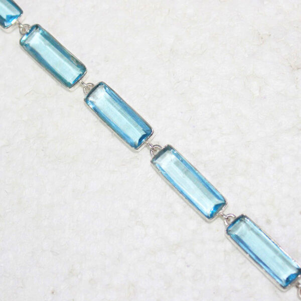 925 Sterling Silver Blue Topaz Bracelet Handmade Jewelry Gemstone Birthstone Bracelet side picture