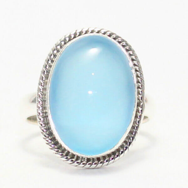 925 Sterling Silver Chalcedony Ring Handmade Jewelry Gemstone Birthstone Ring front picture