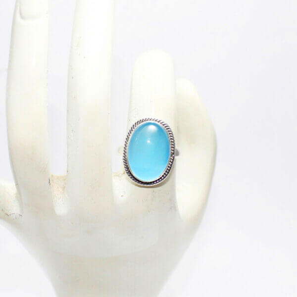 925 Sterling Silver Chalcedony Ring Handmade Jewelry Gemstone Birthstone Ring hand picture