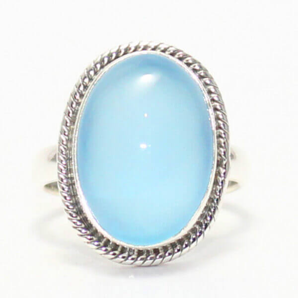 925 Sterling Silver Chalcedony Ring Handmade Jewelry Gemstone Birthstone Ring front picture