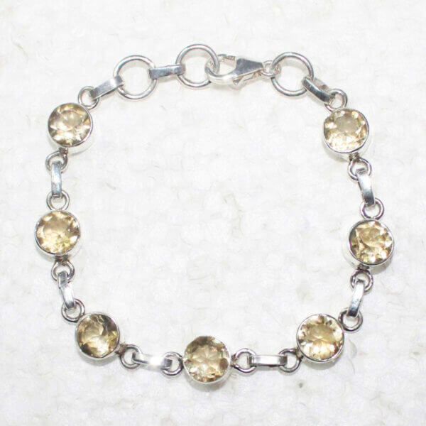 925 Sterling Silver Citrine Bracelet Handmade Jewelry Gemstone Birthstone Bracelet front picture