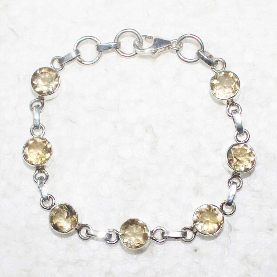 925 Sterling Silver Citrine Bracelet, Handmade Jewelry, Gemstone Birthstone Bracelet, Gift For Women