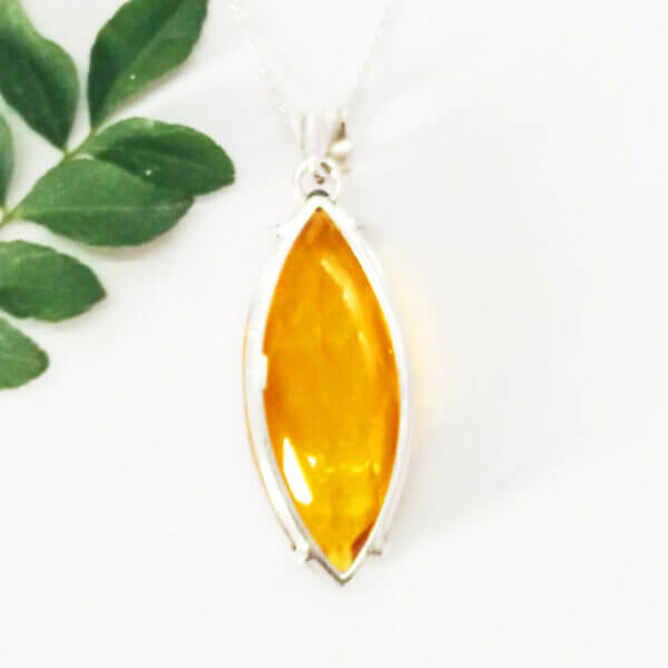 925 Sterling Silver Citrine Necklace Handmade Jewelry Gemstone Birthstone Pendant back picture