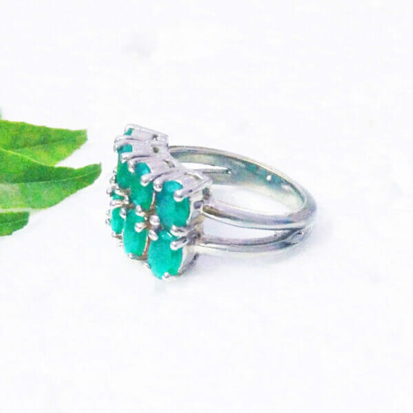 925 Sterling Silver Emerald Ring Handmade Jewelry Gemstone Birthstone Ring side picture