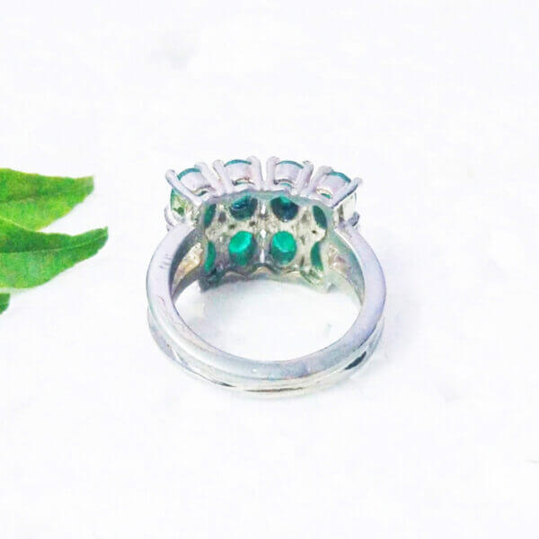 925 Sterling Silver Emerald Ring Handmade Jewelry Gemstone Birthstone Ring back picture