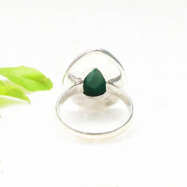 925 Sterling Silver Emerald Ring Handmade Jewelry Gemstone Birthstone Ring back picture