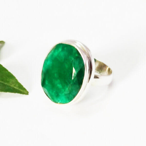 925 Sterling Silver Emerald Ring Handmade Jewelry Gemstone Birthstone Ring side picture