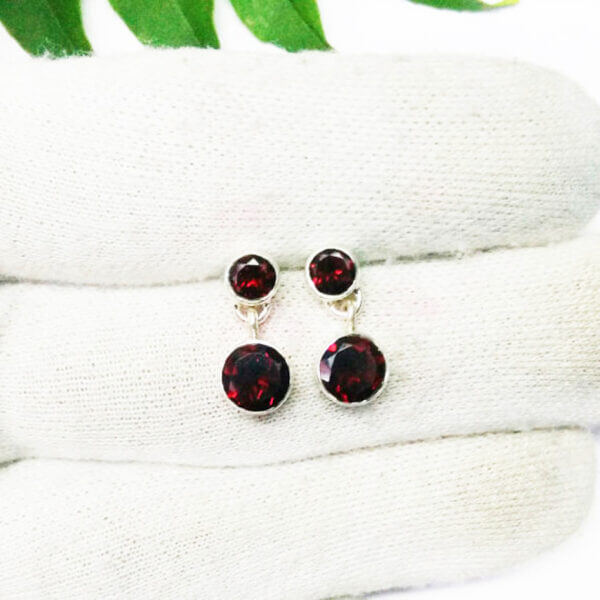 925 Sterling Silver Garnet Earrings Handmade Jewelry Gemstone Birthstone Earrings hand picture