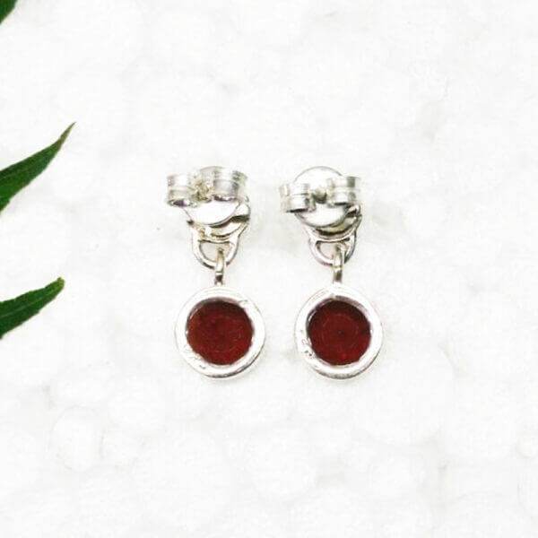 925 Sterling Silver Garnet Earrings Handmade Jewelry Gemstone Birthstone Earrings back picture