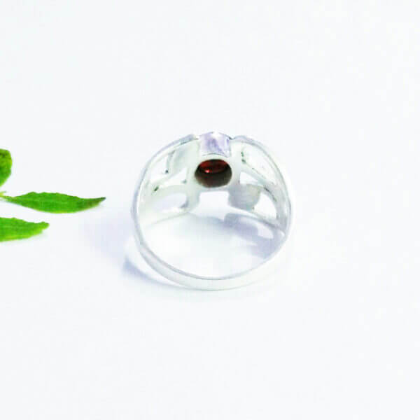 925 Sterling Silver Garnet Ring Handmade Jewelry Gemstone Birthstone Ring back picture