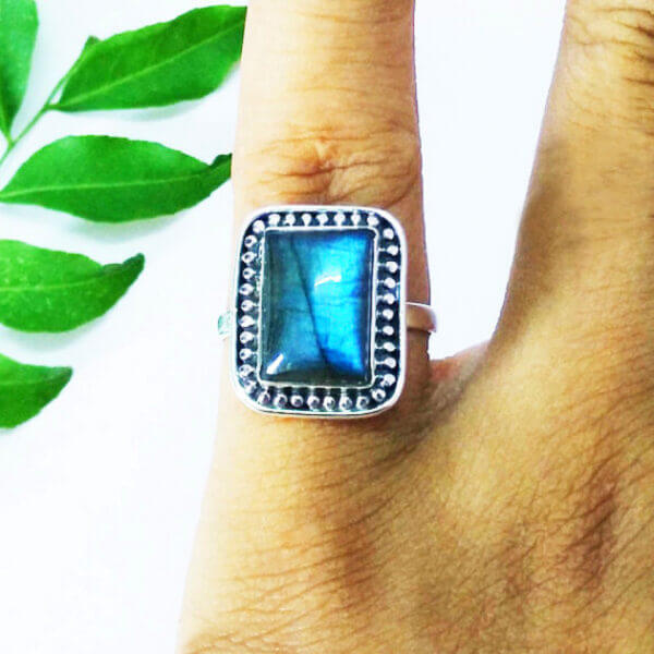 925 Sterling Silver Labradorite Ring Handmade Jewelry Gemstone Birthstone Ring hand picture