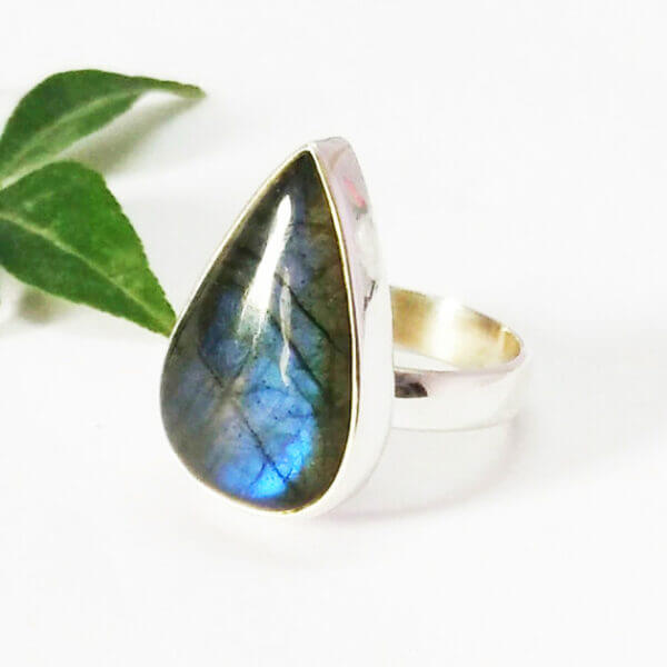 925 Sterling Silver Labradorite Ring Handmade Jewelry Gemstone Birthstone Ring side picture