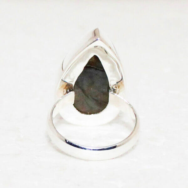 925 Sterling Silver Labradorite Ring Handmade Jewelry Gemstone Birthstone Ring back picture