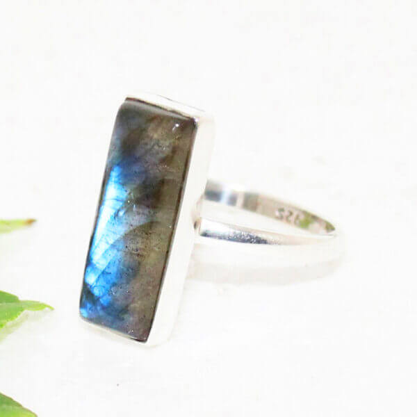 925 Sterling Silver Labradorite Ring Handmade Jewelry Gemstone Birthstone Ring side picture