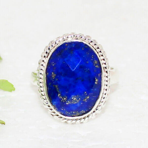 925 Sterling Silver Lapis Ring Handmade Jewelry Gemstone Birthstone Ring front picture