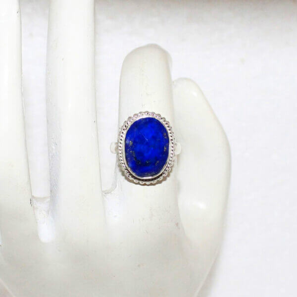 925 Sterling Silver Lapis Ring Handmade Jewelry Gemstone Birthstone Ring hand picture