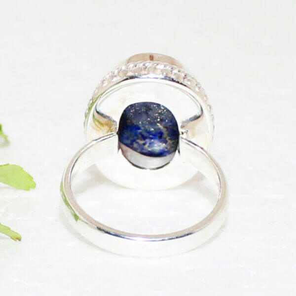 925 Sterling Silver Lapis Ring Handmade Jewelry Gemstone Birthstone Ring back picture