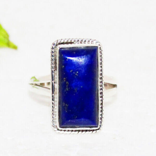 925 Sterling Silver Lapis Ring Handmade Jewelry Gemstone Birthstone Ring front picture