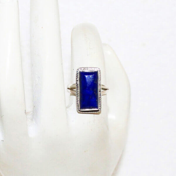 925 Sterling Silver Lapis Ring Handmade Jewelry Gemstone Birthstone Ring hand picture