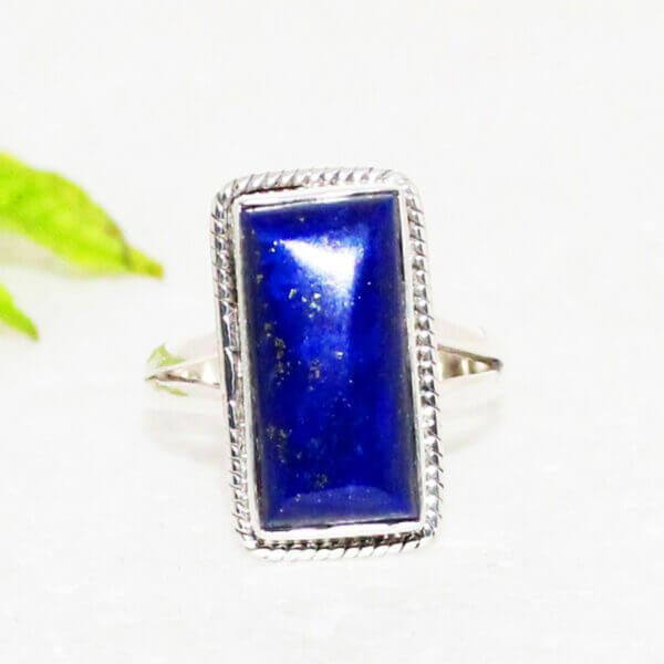 925 Sterling Silver Lapis Ring Handmade Jewelry Gemstone Birthstone Ring front picture