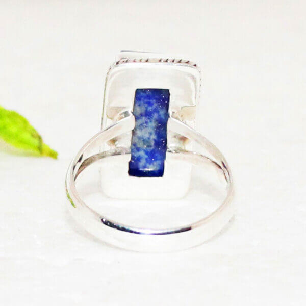 925 Sterling Silver Lapis Ring Handmade Jewelry Gemstone Birthstone Ring back picture