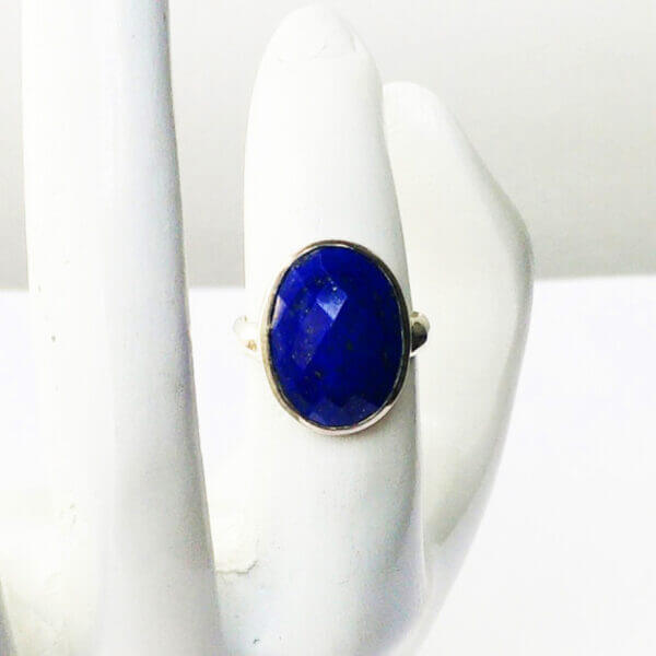 925 Sterling Silver Lapis Ring Handmade Jewelry Gemstone Birthstone Ring hand picture