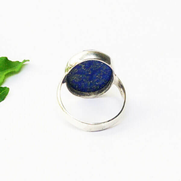 925 Sterling Silver Lapis Ring Handmade Jewelry Gemstone Birthstone Ring back picture