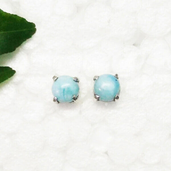 925 Sterling Silver Larimar Earrings Handmade Jewelry Gemstone Birthstone Earrings front picture