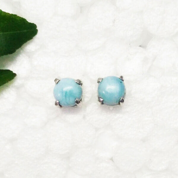 925 Sterling Silver Larimar Earrings Handmade Jewelry Gemstone Birthstone Earrings front picture