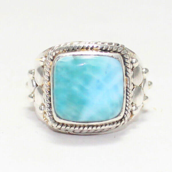 925 Sterling Silver Larimar Ring Handmade Jewelry Gemstone Birthstone Ring front picture