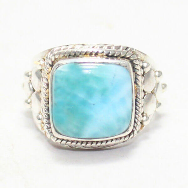 925 Sterling Silver Larimar Ring Handmade Jewelry Gemstone Birthstone Ring front picture