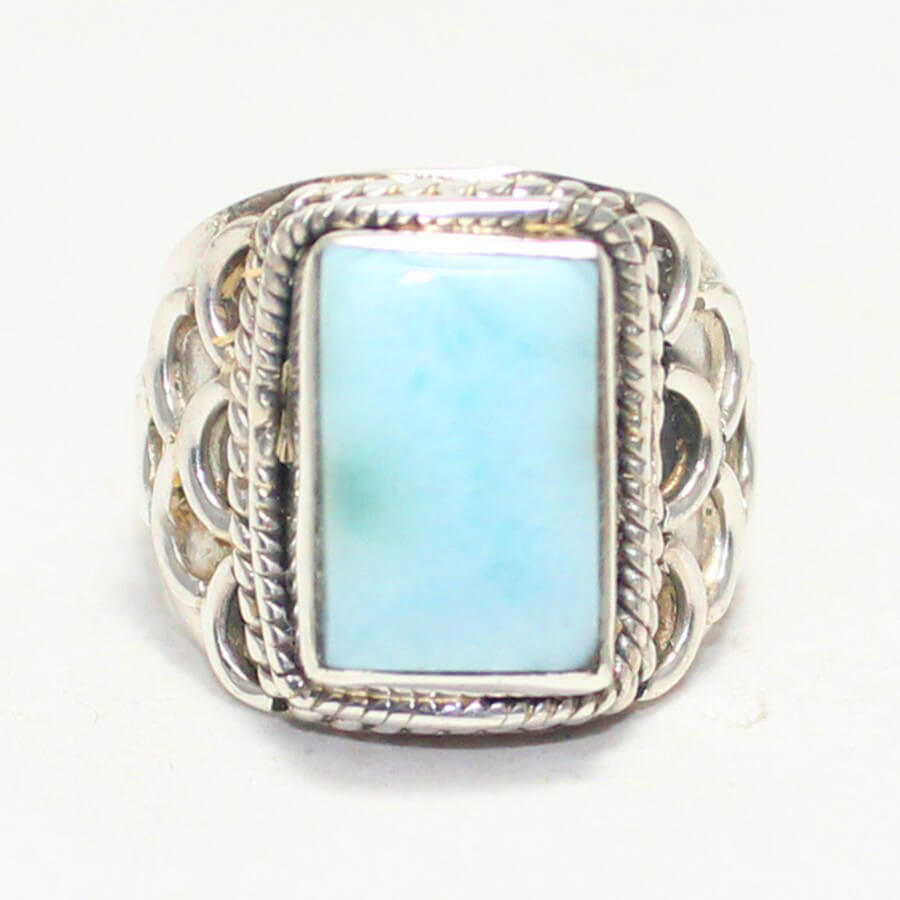 925 Sterling Silver Larimar Ring, Handmade Jewelry, Gemstone Birthstone Ring, Gift For Women