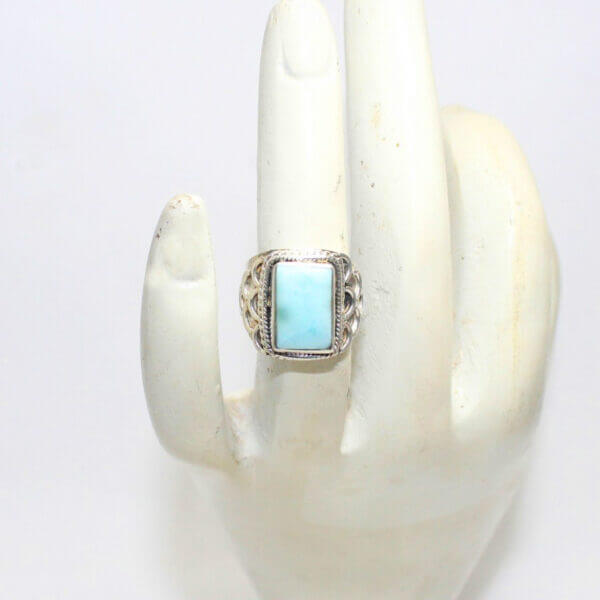 925 Sterling Silver Larimar Ring Handmade Jewelry Gemstone Birthstone Ring hand picture