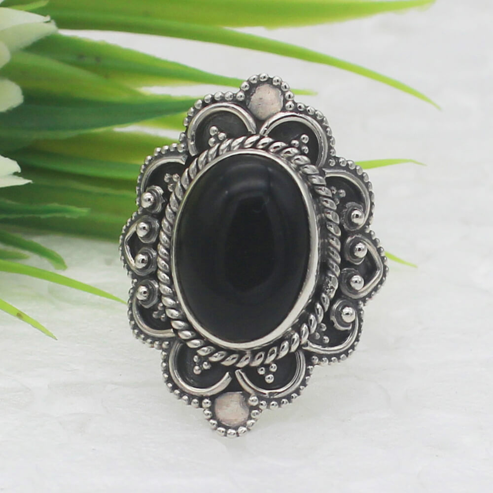 925 Sterling Silver Black Onyx Ring, Handmade Jewelry, Gemstone Birthstone Jewelry, Gift For Women