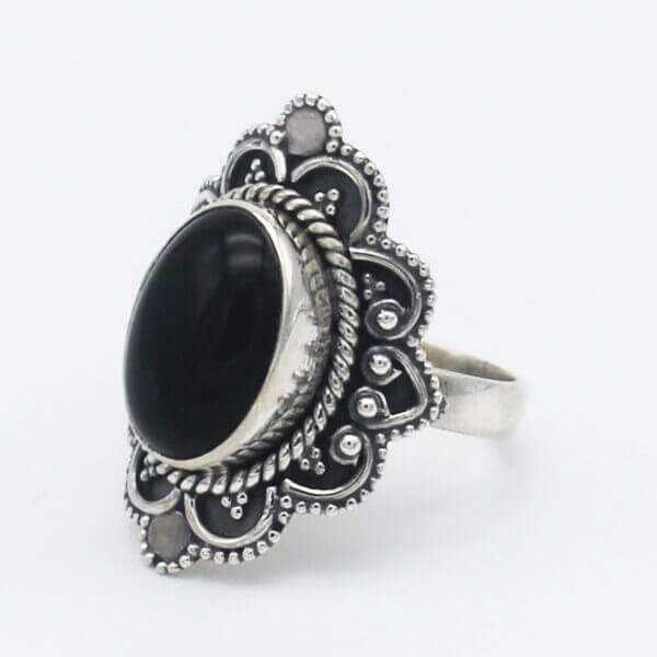 925 Sterling Silver Onyx Ring Handmade Jewelry Gemstone Birthstone Ring side picture