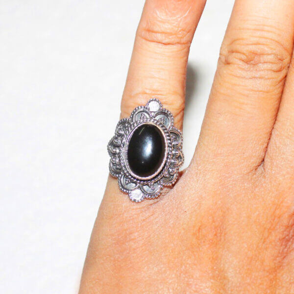 925 Sterling Silver Onyx Ring Handmade Jewelry Gemstone Birthstone Ring hand picture