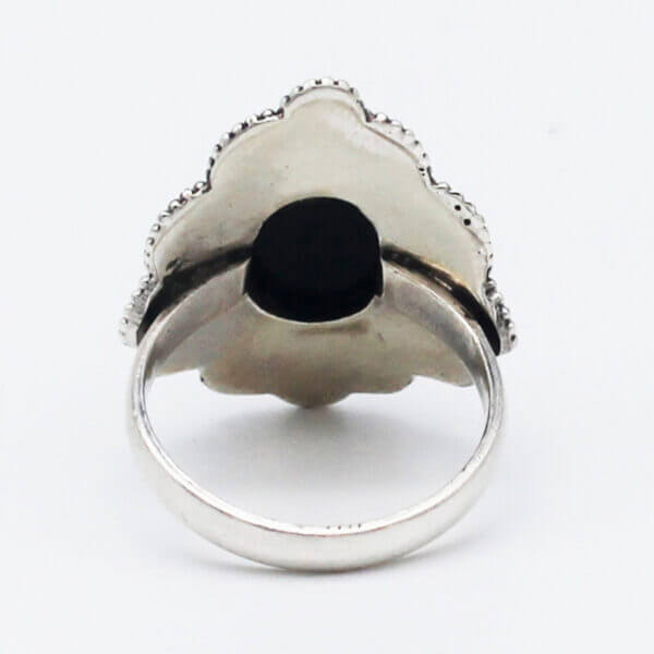 925 Sterling Silver Onyx Ring Handmade Jewelry Gemstone Birthstone Ring back picture