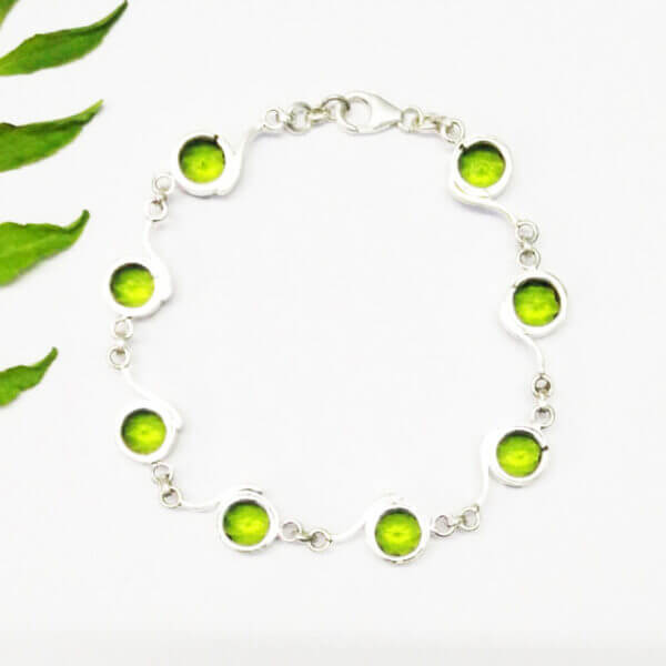 925 Sterling Silver Peridot Bracelet Handmade Jewelry Gemstone Birthstone Bracelet back picture