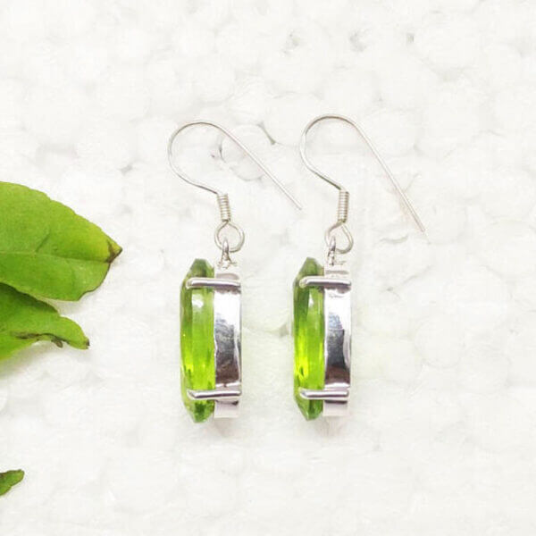 925 Sterling Silver Peridot Earrings Handmade Jewelry Gemstone Birthstone Earrings side picture