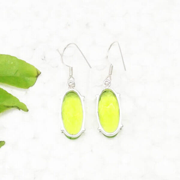 925 Sterling Silver Peridot Earrings Handmade Jewelry Gemstone Birthstone Earrings back picture