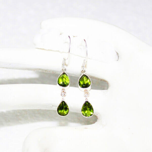 925 Sterling Silver Peridot Earrings Handmade Jewelry Gemstone Birthstone Earrings hand picture