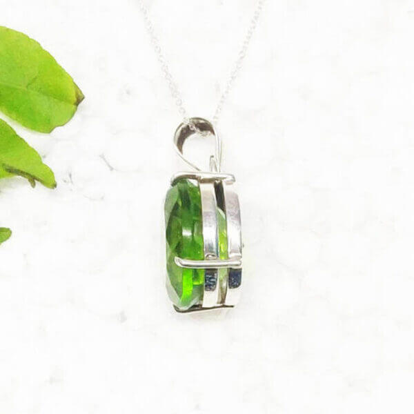 925 Sterling Silver Peridot Necklace Handmade Jewelry Gemstone Birthstone Pendant side picture