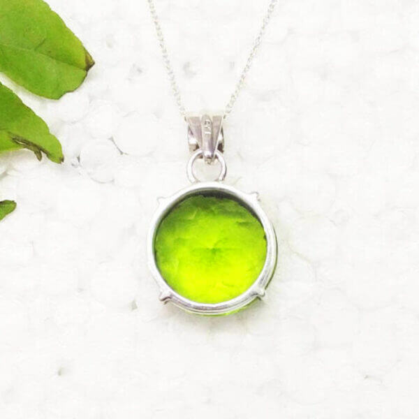 925 Sterling Silver Peridot Necklace Handmade Jewelry Gemstone Birthstone Pendant back picture